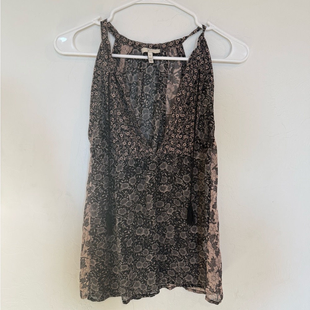 Joie Multicolored Sleeveless Blouse with V-Neck and Tie Front